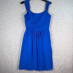 B2 Jasmine Dress Women's 14 Starry Sapphire Blue Chiffon Sleeveless Ruched Party